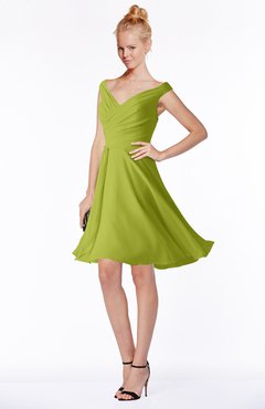 ColsBM Chloe Green Oasis Classic Fit-n-Flare Zip up Chiffon Knee Length Ruching Bridesmaid Dresses