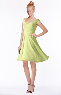 ColsBM Chloe Lime Sherbet Classic Fit-n-Flare Zip up Chiffon Knee Length Ruching Bridesmaid Dresses