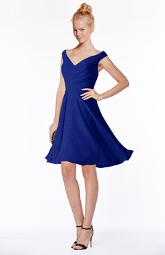 ColsBM Chloe Nautical Blue Classic Fit-n-Flare Zip up Chiffon Knee Length Ruching Bridesmaid Dresses