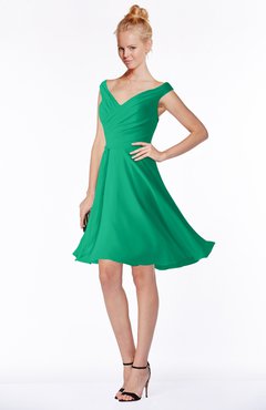 ColsBM Chloe Sea Green Classic Fit-n-Flare Zip up Chiffon Knee Length Ruching Bridesmaid Dresses