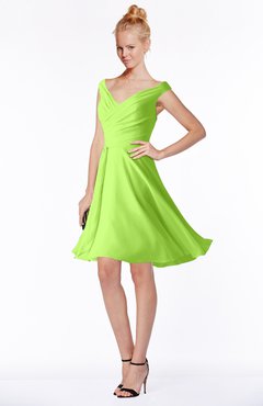 ColsBM Chloe Sharp Green Classic Fit-n-Flare Zip up Chiffon Knee Length Ruching Bridesmaid Dresses