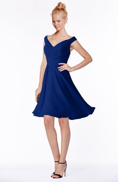 ColsBM Chloe Sodalite Blue Classic Fit-n-Flare Zip up Chiffon Knee Length Ruching Bridesmaid Dresses