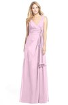 ColsBM Ashlyn Baby Pink Luxury A-line V-neck Zip up Floor Length Bridesmaid Dresses