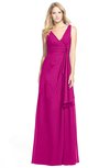 ColsBM Ashlyn Hot Pink Luxury A-line V-neck Zip up Floor Length Bridesmaid Dresses