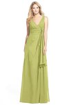 ColsBM Ashlyn Linden Green Luxury A-line V-neck Zip up Floor Length Bridesmaid Dresses