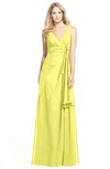 ColsBM Ashlyn Pale Yellow Luxury A-line V-neck Zip up Floor Length Bridesmaid Dresses