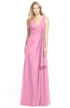 ColsBM Ashlyn Pink Luxury A-line V-neck Zip up Floor Length Bridesmaid Dresses