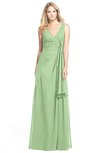 ColsBM Ashlyn Sage Green Luxury A-line V-neck Zip up Floor Length Bridesmaid Dresses