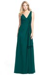 ColsBM Ashlyn Shaded Spruce Luxury A-line V-neck Zip up Floor Length Bridesmaid Dresses