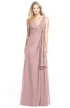 ColsBM Ashlyn Silver Pink Luxury A-line V-neck Zip up Floor Length Bridesmaid Dresses
