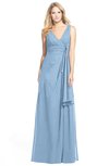 ColsBM Ashlyn Sky Blue Luxury A-line V-neck Zip up Floor Length Bridesmaid Dresses