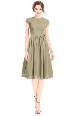 ColsBM Jane Candied Ginger Mature Fit-n-Flare High Neck Zip up Chiffon Bridesmaid Dresses