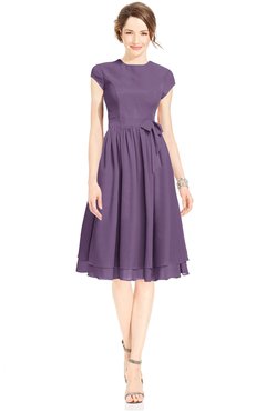 ColsBM Jane Chinese Violet Mature Fit-n-Flare High Neck Zip up Chiffon Bridesmaid Dresses