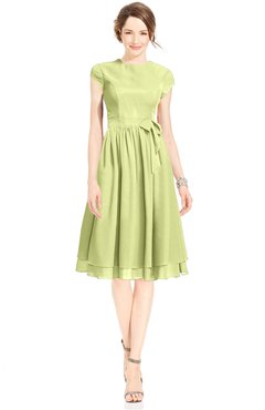 ColsBM Jane Lime Green Mature Fit-n-Flare High Neck Zip up Chiffon Bridesmaid Dresses