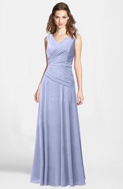 ColsBM Lina Blue Heron  Fit-n-Flare V-neck Zip up Chiffon Bridesmaid Dresses