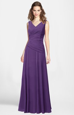 ColsBM Lina Dark Purple  Fit-n-Flare V-neck Zip up Chiffon Bridesmaid Dresses