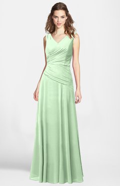 ColsBM Lina Light Green  Fit-n-Flare V-neck Zip up Chiffon Bridesmaid Dresses