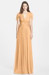 ColsBM Rosie Apricot Elegant A-line V-neck Short Sleeve Zip up Bridesmaid Dresses