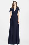 ColsBM Rosie Dark Sapphire Elegant A-line V-neck Short Sleeve Zip up Bridesmaid Dresses
