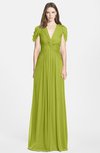 ColsBM Rosie Green Oasis Elegant A-line V-neck Short Sleeve Zip up Bridesmaid Dresses