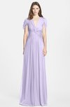 ColsBM Rosie Light Purple Elegant A-line V-neck Short Sleeve Zip up Bridesmaid Dresses