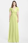 ColsBM Rosie Lime Green Elegant A-line V-neck Short Sleeve Zip up Bridesmaid Dresses