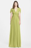 ColsBM Rosie Linden Green Elegant A-line V-neck Short Sleeve Zip up Bridesmaid Dresses