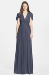 ColsBM Rosie Nightshadow Blue Elegant A-line V-neck Short Sleeve Zip up Bridesmaid Dresses