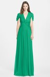 ColsBM Rosie Pepper Green Elegant A-line V-neck Short Sleeve Zip up Bridesmaid Dresses
