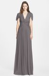 ColsBM Rosie Ridge Grey Elegant A-line V-neck Short Sleeve Zip up Bridesmaid Dresses