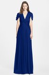 ColsBM Rosie Sodalite Blue Elegant A-line V-neck Short Sleeve Zip up Bridesmaid Dresses