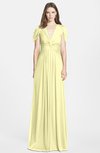ColsBM Rosie Wax Yellow Elegant A-line V-neck Short Sleeve Zip up Bridesmaid Dresses