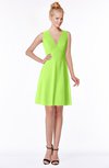 ColsBM Rivka Bright Green Glamorous Fit-n-Flare V-neck Zip up Chiffon Knee Length Bridesmaid Dresses