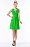 ColsBM Rivka Jasmine Green Glamorous Fit-n-Flare V-neck Zip up Chiffon Knee Length Bridesmaid Dresses