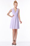 ColsBM Rivka Pastel Lilac Glamorous Fit-n-Flare V-neck Zip up Chiffon Knee Length Bridesmaid Dresses