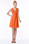 ColsBM Rivka Tangerine Glamorous Fit-n-Flare V-neck Zip up Chiffon Knee Length Bridesmaid Dresses