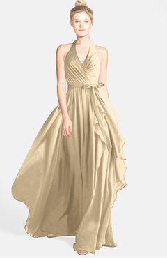 ColsBM Anya Apricot Gelato Glamorous A-line Sleeveless Zip up Chiffon Ribbon Bridesmaid Dresses