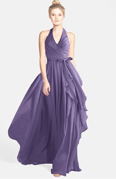 ColsBM Anya Chalk Violet Glamorous A-line Sleeveless Zip up Chiffon Ribbon Bridesmaid Dresses