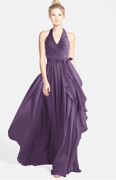 ColsBM Anya Chinese Violet Glamorous A-line Sleeveless Zip up Chiffon Ribbon Bridesmaid Dresses