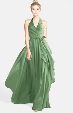 ColsBM Anya Fair Green Glamorous A-line Sleeveless Zip up Chiffon Ribbon Bridesmaid Dresses