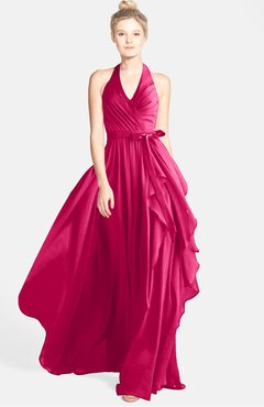ColsBM Anya Fuschia Glamorous A-line Sleeveless Zip up Chiffon Ribbon Bridesmaid Dresses
