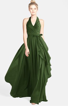 ColsBM Anya Garden Green Glamorous A-line Sleeveless Zip up Chiffon Ribbon Bridesmaid Dresses