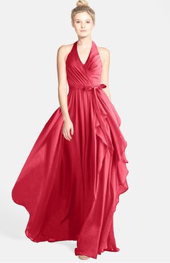 ColsBM Anya Guava Glamorous A-line Sleeveless Zip up Chiffon Ribbon Bridesmaid Dresses
