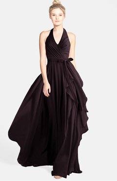 ColsBM Anya Italian Plum Glamorous A-line Sleeveless Zip up Chiffon Ribbon Bridesmaid Dresses