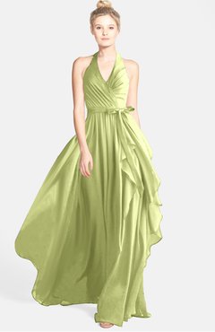 ColsBM Anya Lime Sherbet Glamorous A-line Sleeveless Zip up Chiffon Ribbon Bridesmaid Dresses