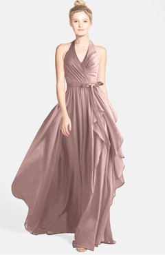 ColsBM Anya Nectar Pink Glamorous A-line Sleeveless Zip up Chiffon Ribbon Bridesmaid Dresses