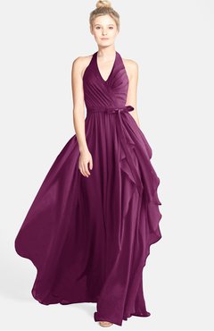 ColsBM Anya Raspberry Glamorous A-line Sleeveless Zip up Chiffon Ribbon Bridesmaid Dresses