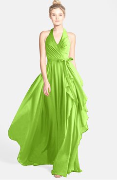 ColsBM Anya Sharp Green Glamorous A-line Sleeveless Zip up Chiffon Ribbon Bridesmaid Dresses