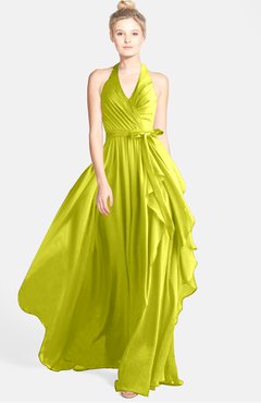 ColsBM Anya Sulphur Spring Glamorous A-line Sleeveless Zip up Chiffon Ribbon Bridesmaid Dresses