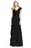 ColsBM Magnolia Black Gorgeous A-line V-neck Chiffon30 Floor Length Bridesmaid Dresses